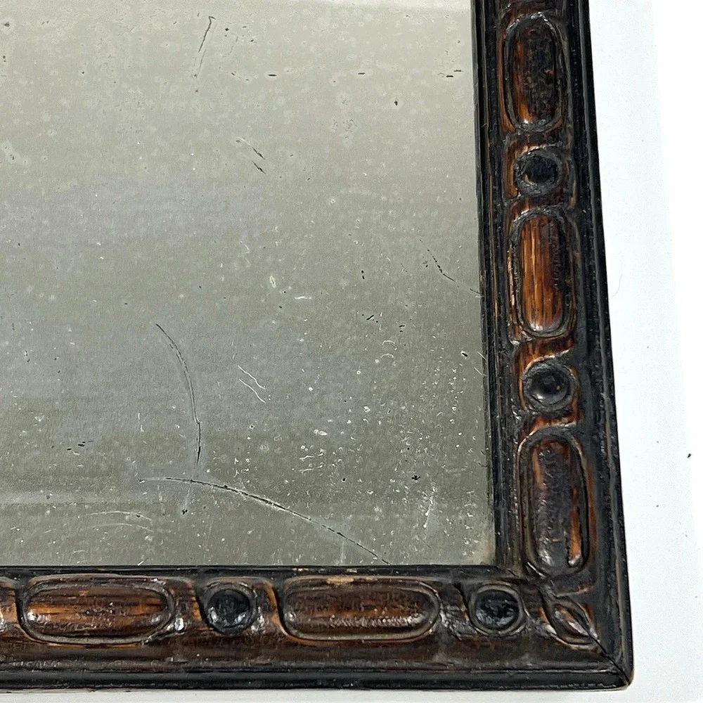 Antique Hand Carved Wood Framed Mirror Free‎ Standing 7